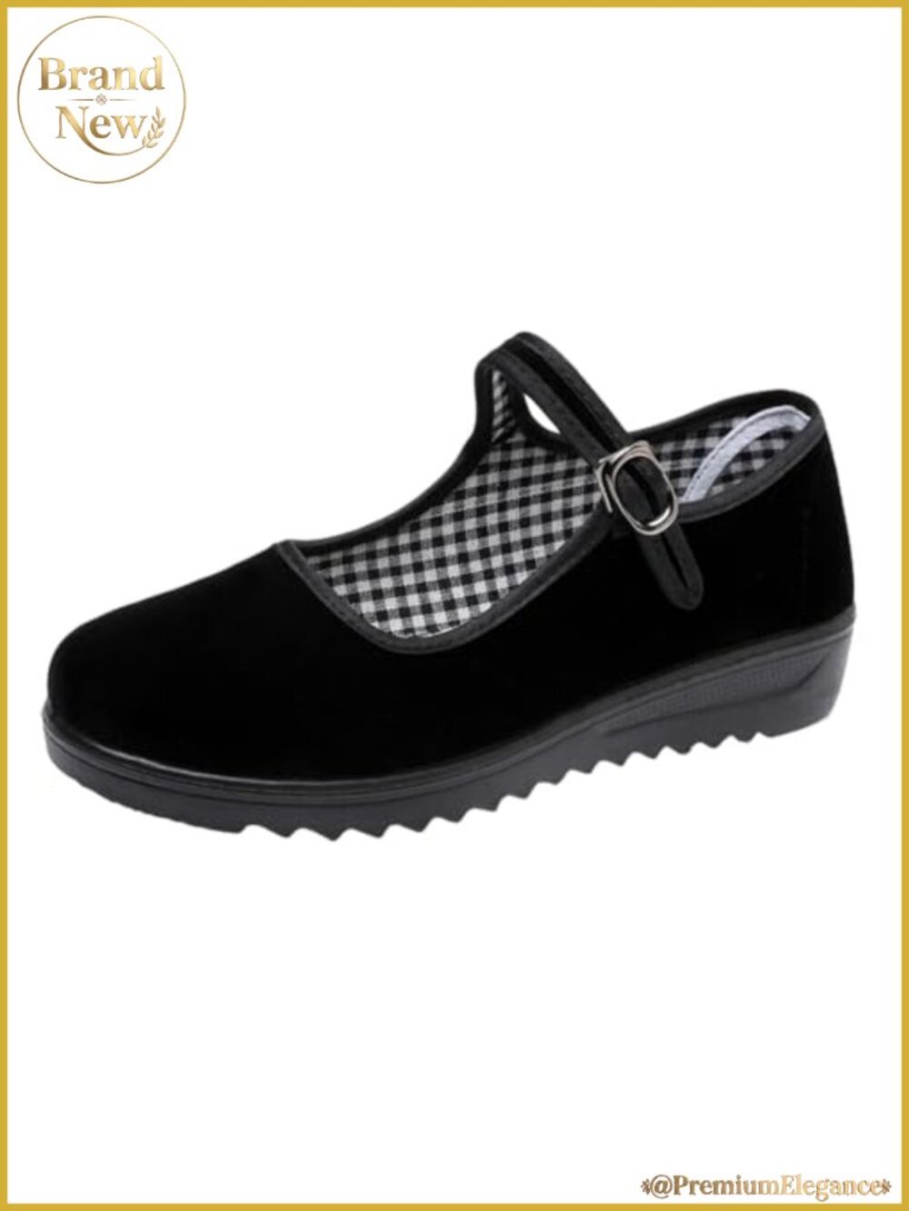 Women's Velvet Mary Jane Flats Non Slip Walking Work Shoes